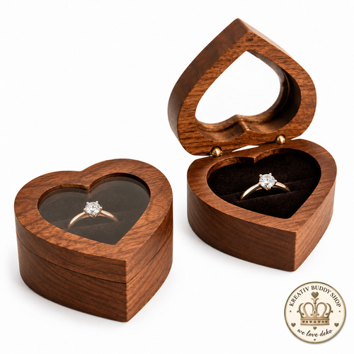 Walnuss ringbox holz herz - holz,