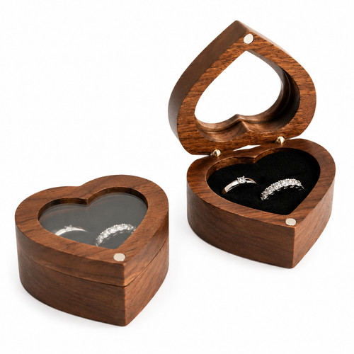 Walnuss ringbox holz herz - walnuss,